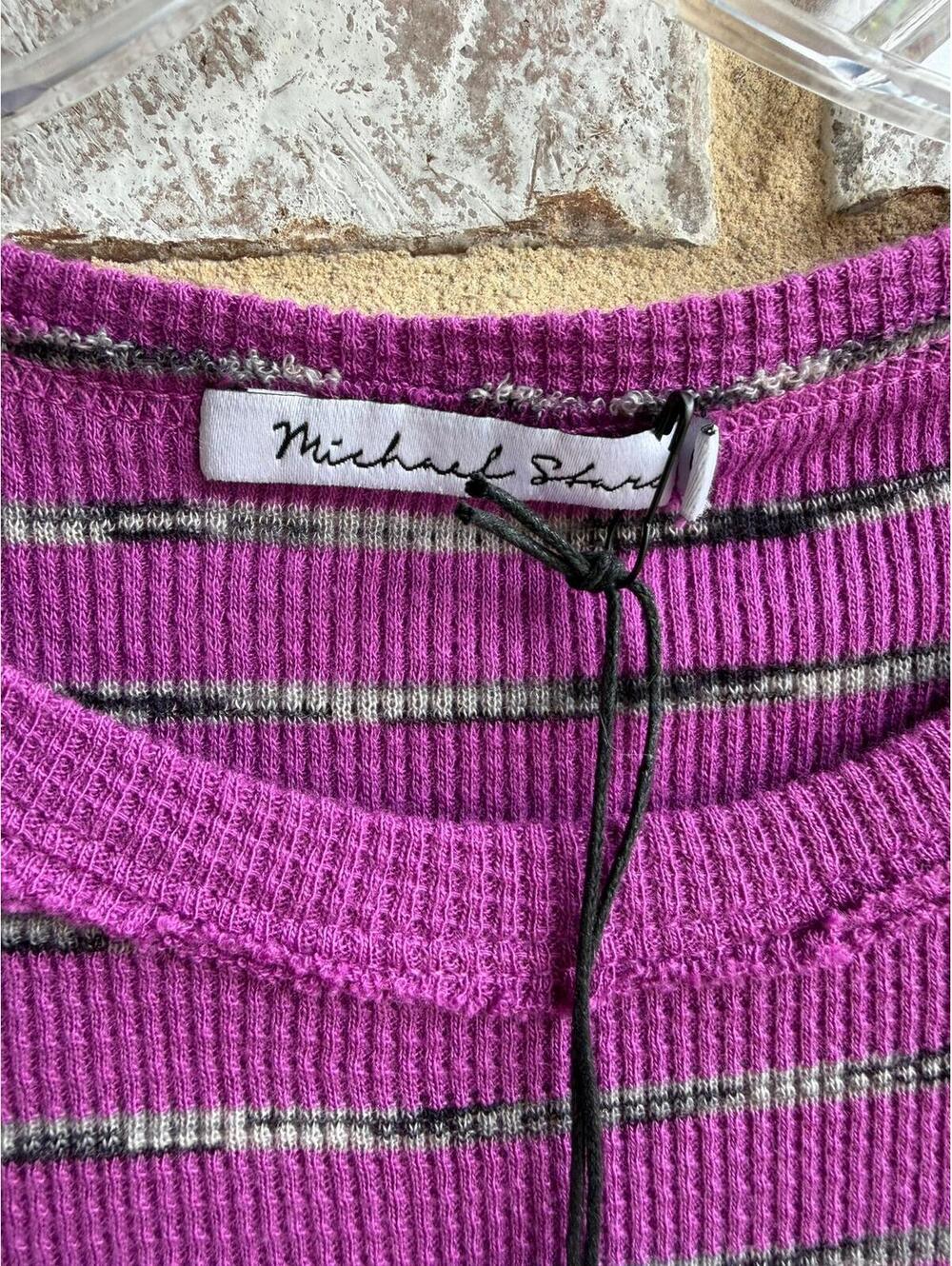 Michael Stars NWT One Size Sleeveless Liv Muscle Waffle Knit Striped Tank Top. - Picture 6 of 7